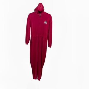 Juicy couture fuchsia hot pink velour retro jumpsuit hooded y2k small s like new